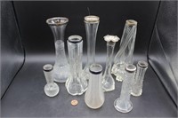 Collection of Sterling Tipped Glass Bud Vases