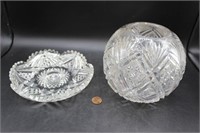 Vintage Cut Glass Dish & Globe