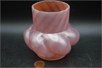 Vintage Pink Opalescent Art Glass Vase