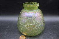 Vintage "Crackle Glass" Art Glass Vase