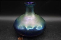Vintage Iridescent Squatty Art Glass Vase