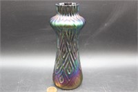 Vintage Iridescent Amethyst Art Glass Bud Vase