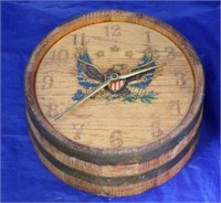 Vintage Patriotic Barrel Clock - 11" round