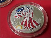 SILVER EAGLE 1999 UNC IN CAPSULE PAINTED