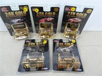 Lot of Five 24k Gold Plated NASCAR Die Cast Cars