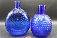 Two Knobby Cobalt Hand-blown Vases