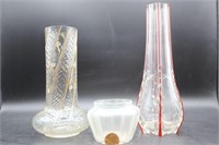 Three Vintage Bohemian Art Glass Vases