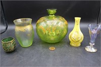 Bevy of Early Bohemian Art Glass (5)