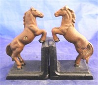 Pair cast iron horse bookends