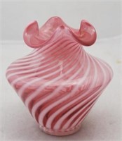Fenton Cranberry Swirl Glass Vase