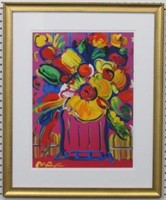 Pink vase giclee by Peter Max