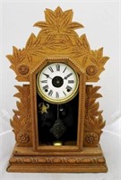 Vintage carved wood mantle clock - as is