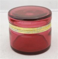 Cranberry Glass Round Box