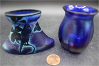 Vintage Cobalt Art Glass Vessels (2)
