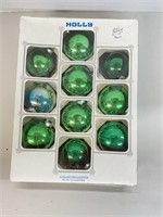 Vintage Holly Green Ornaments NIB