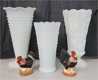 Hobnail Milk Glass Vase +