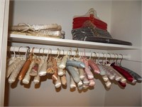 Large Lot of padded Silk Clothes Hangers & Wood