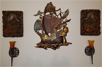 Vtg.1958 INART Spanish Galleon Wall Hanging & More