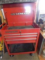 US General Roll Around Metal Tool Box Red