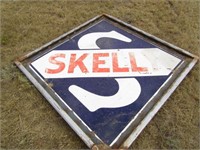 6' SKELLY DOUBLE SIDED PORCELAIN SIGN