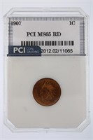 1907 Cent RD PCI MS-65 ROLL FRESH GEM RED