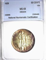 1939 Oregon Half Dollar NNC MS-68 TINY MINTAGE KEY