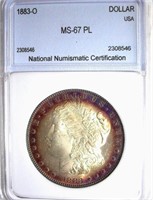 1883-O Morgan NNC MS-67 PL FROSTY DEVICES