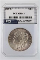1898-S Morgan PCI MS-64+ CLEAN KEY WHITE COIN