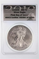 2012 American Silver Eagle ANACS MS-70