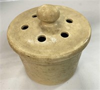 Stoneware Pottery Garlic Keeper Crock