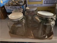 assorted large canister type jars
