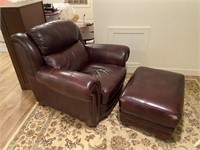 Leather oversized chair and matching ottoman
