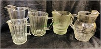 5 vintage water and beer pitchers - four with an
