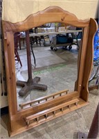 Pinewood mirror with a bottom shelf. Large size