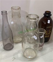 Vintage milk and cream bottles - six bottles
