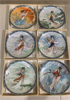 6 Chinese women collector plates with the boxes