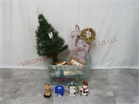 Storage Tote of Christmas Decor & Snowmen