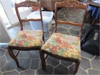 Pair of Victorian Style Side Chairs, Brocade Seat