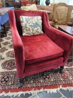 Red Velvet Armchair - Carved Wood and Wrought Iron