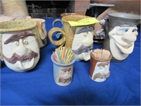 Assorted "Face" Mugs, Toothpick Holders - Approx