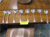 Eight Vintage Monogrammed Sterling Soup Spoons