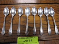 Eight Vintage Monogrammed Sterling Demitasse Spoon