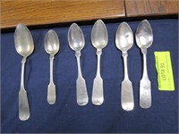 Six Old Coin Silver Spoons
