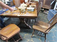 Wood Table and Three Chairs