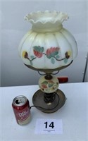 ELECTRIC LAMP W/HAND PAINTED SHADE