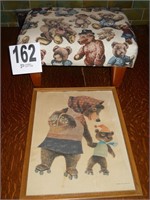 Vintage Bear Picture with Stool