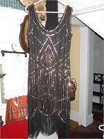 Black & Gold Flapper Style Dress (Size L)