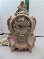 Vintage Lampshire Resin Electric Mantel Clock Runs