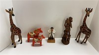 Assorted carved and hand painted  wood art