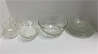 Crystal dinnerware set w/ (4) teacups, (2)